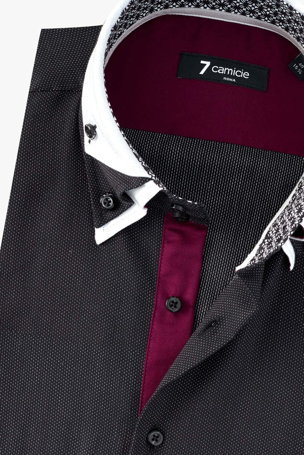 Camisa Hombre Vesuvio Iconic Popelin Negro Blanco