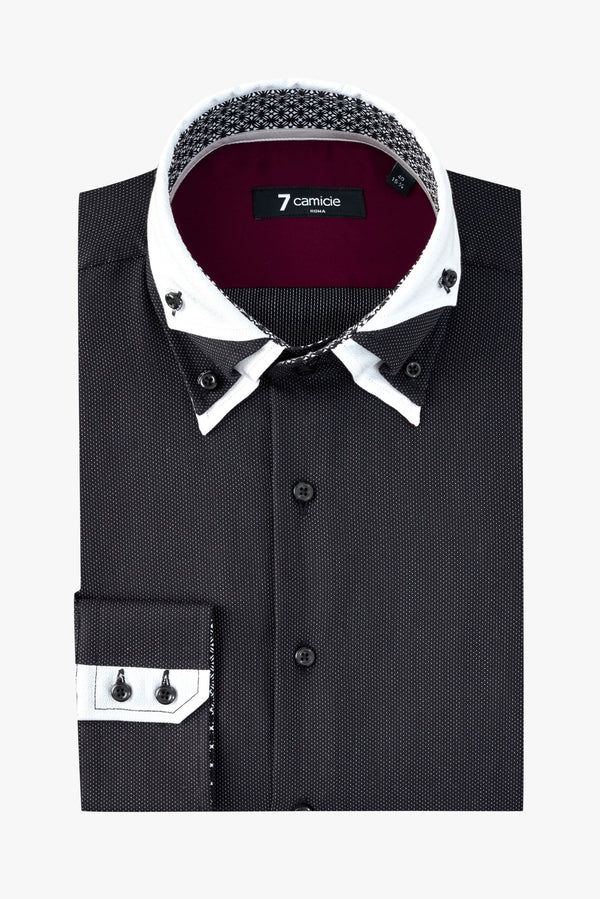 Camisa Hombre Vesuvio Iconic Popelin Negro Blanco