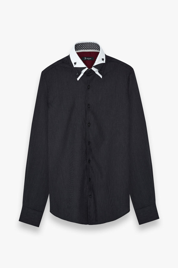 Camisa Hombre Vesuvio Iconic Popelin Negro Blanco