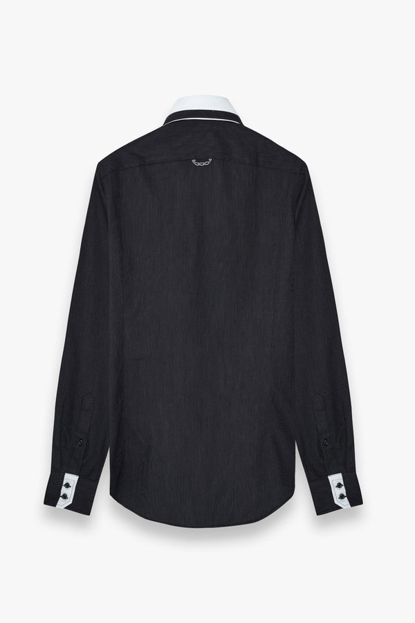 Camisa Hombre Vesuvio Iconic Popelin Negro Blanco