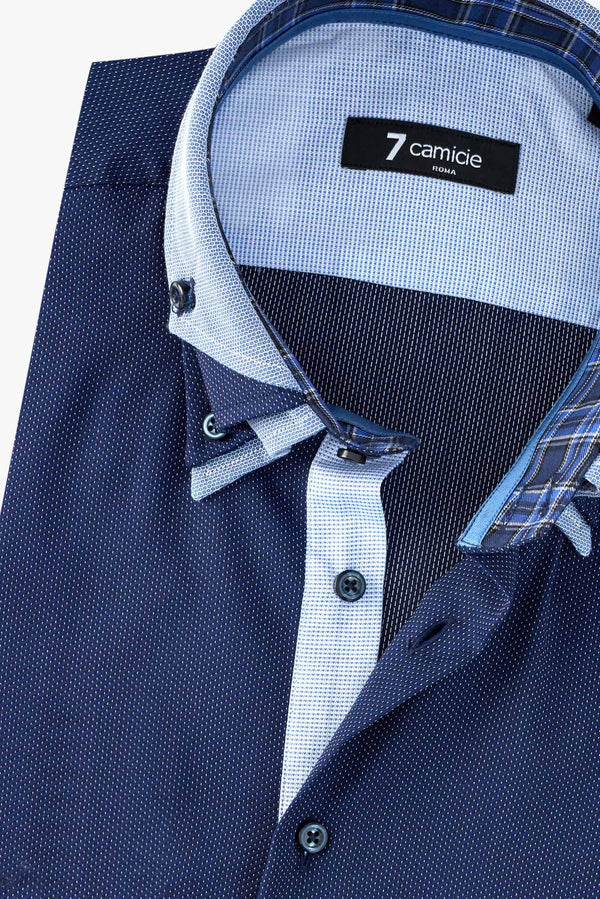 Camicia Uomo Vesuvio Iconic Popelin Blu Bianco