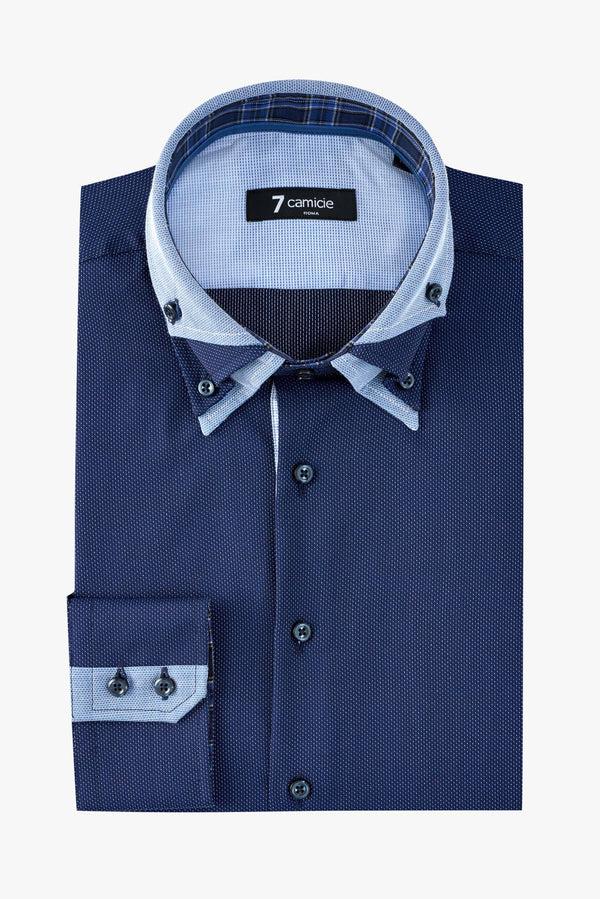 Camicia Uomo Vesuvio Iconic Popelin Blu Bianco