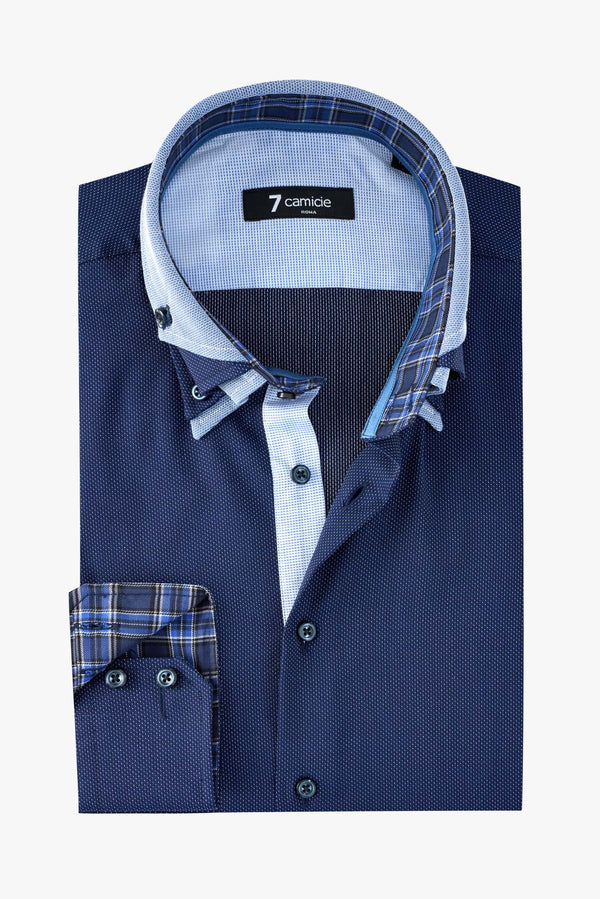 Camicia Uomo Vesuvio Iconic Popelin Blu Bianco