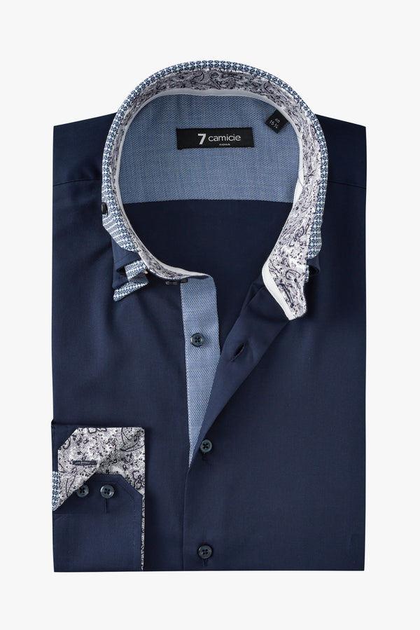 Camicia Uomo Vesuvio Iconic Satin Blu