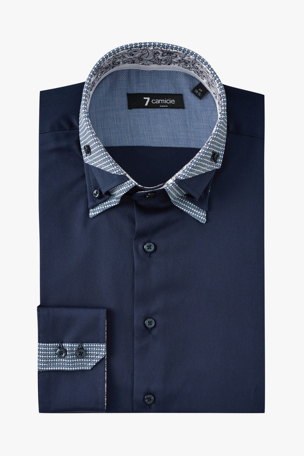 Camicia Uomo Vesuvio Iconic Satin Blu