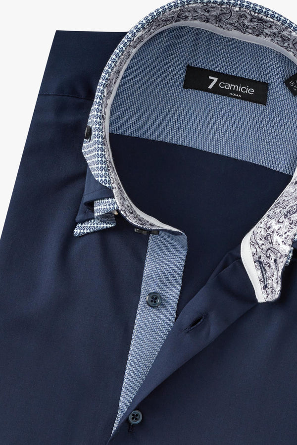 Camicia Uomo Vesuvio Iconic Satin Blu
