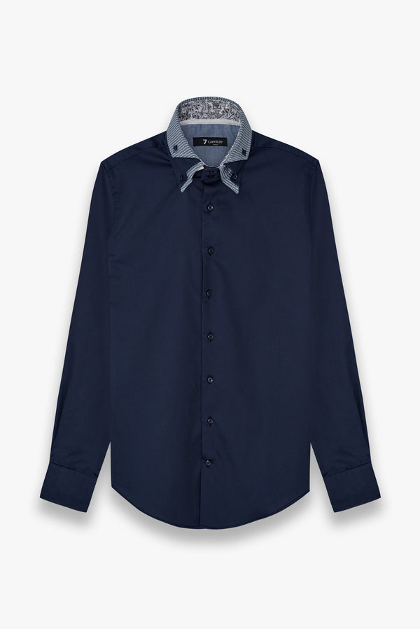 Vesuvio Iconic Satin Man Shirt Blue