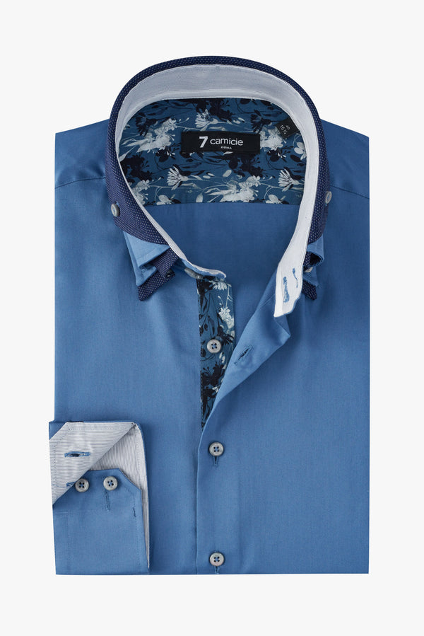 Camicia Uomo Vesuvio Iconic Satin Blu