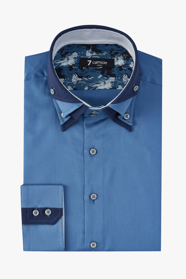 Camicia Uomo Vesuvio Iconic Satin Blu