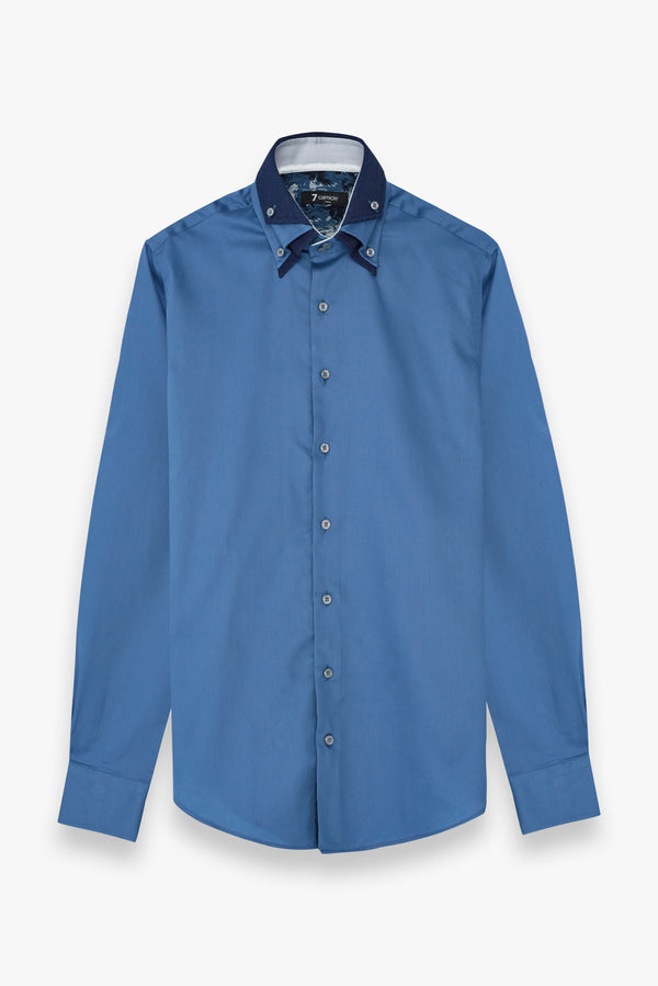 Camicia Uomo Vesuvio Iconic Satin Blu