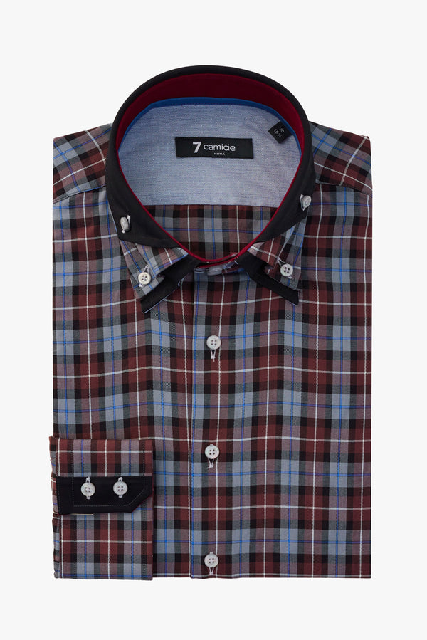 Camisa Hombre Vesuvio Iconic Twill Rojo Negro