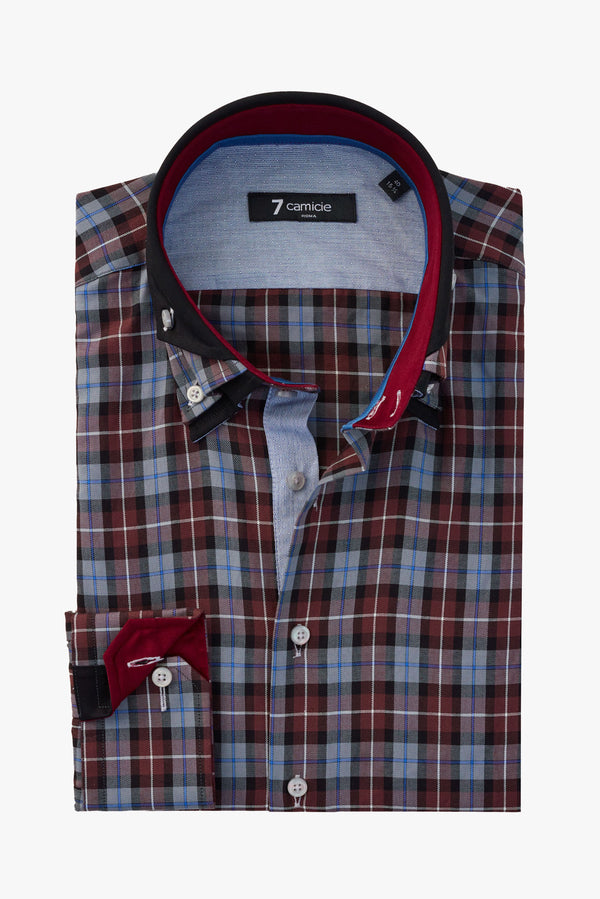 Camisa Hombre Vesuvio Iconic Twill Rojo Negro
