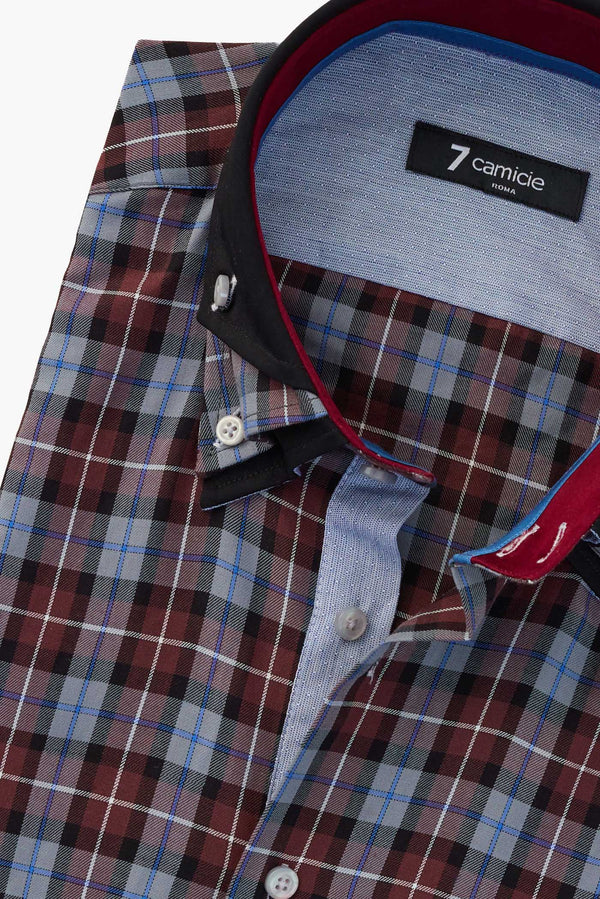 Camisa Hombre Vesuvio Iconic Twill Rojo Negro