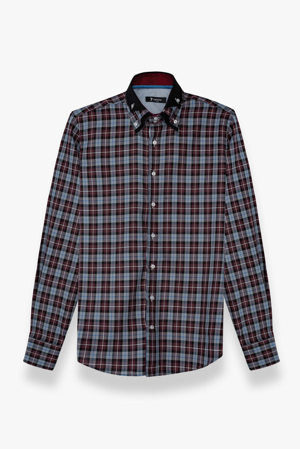 Camisa Hombre Vesuvio Iconic Twill Rojo Negro