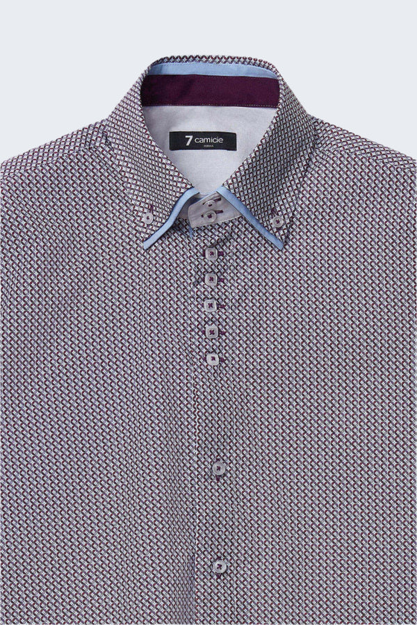 Camisa Hombre Marco Polo Iconic Popelin Blanco Morado