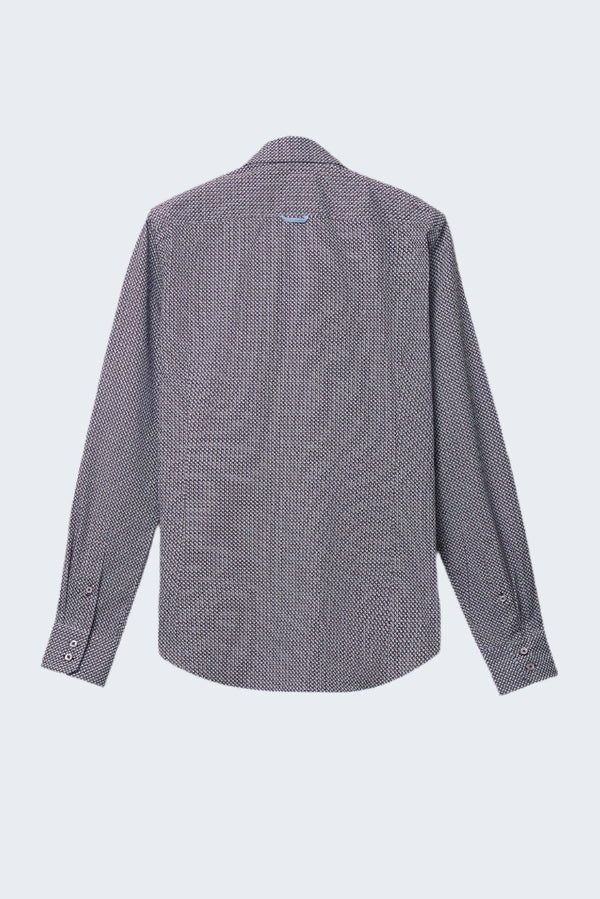 Camisa Hombre Marco Polo Iconic Popelin Blanco Morado