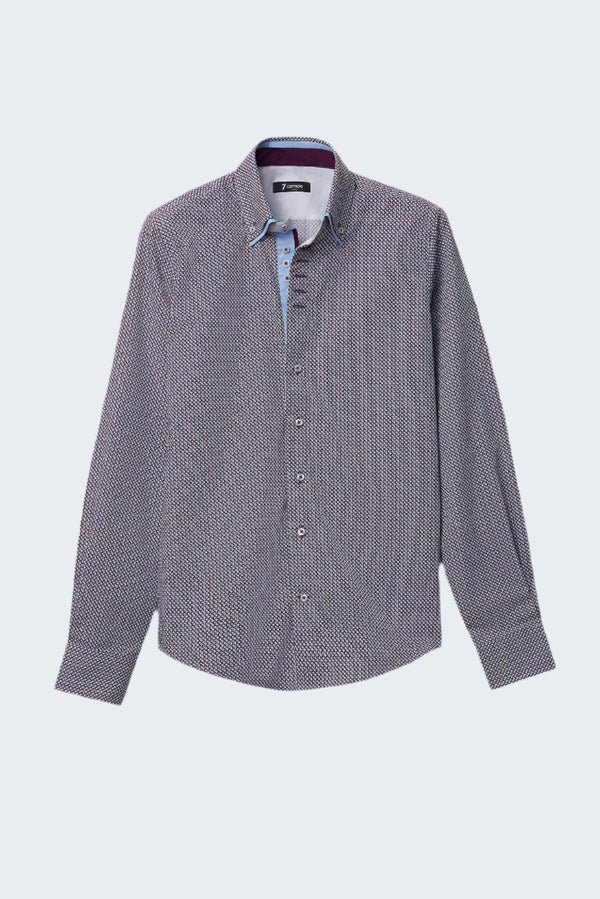 Camisa Hombre Marco Polo Iconic Popelin Blanco Morado