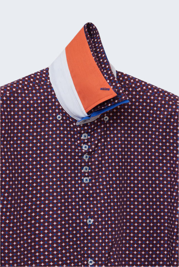 Chemise Homme Marco Polo Iconic Popelin Rouge Blanc