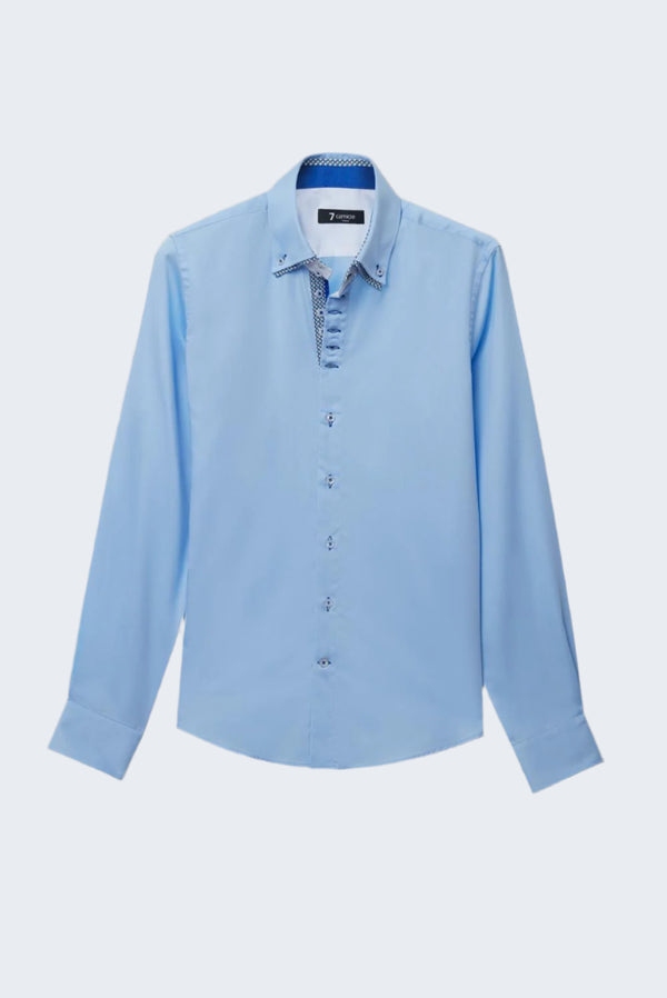 Camisa Hombre Marco Polo Iconic Satin Azul Claro