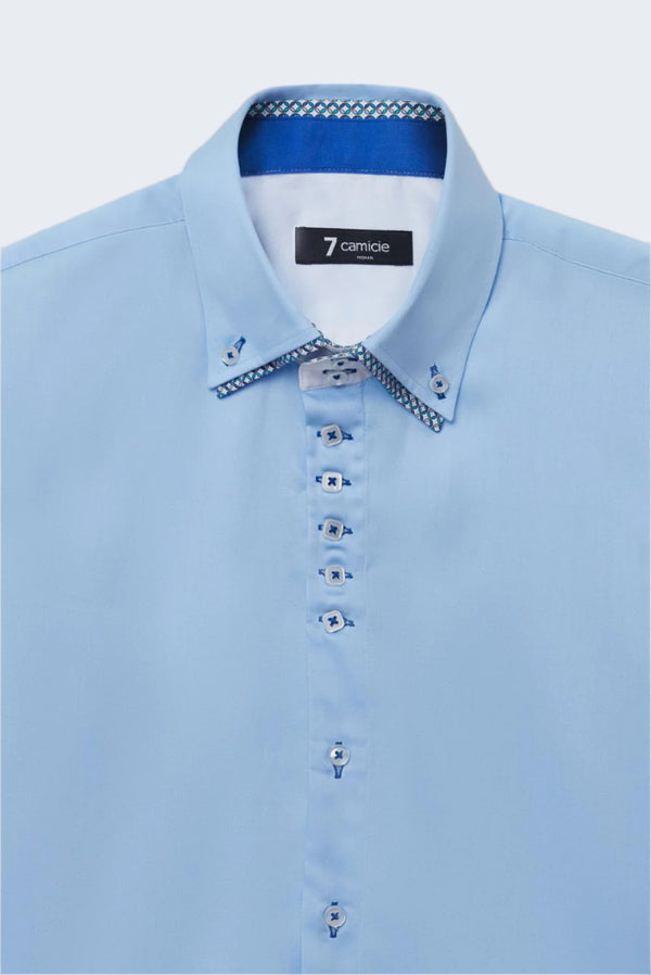 Camisa Hombre Marco Polo Iconic Satin Azul Claro
