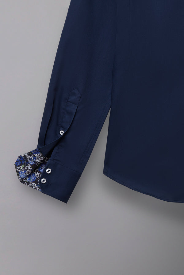 Camicia Uomo Marco Polo Iconic Satin Blu