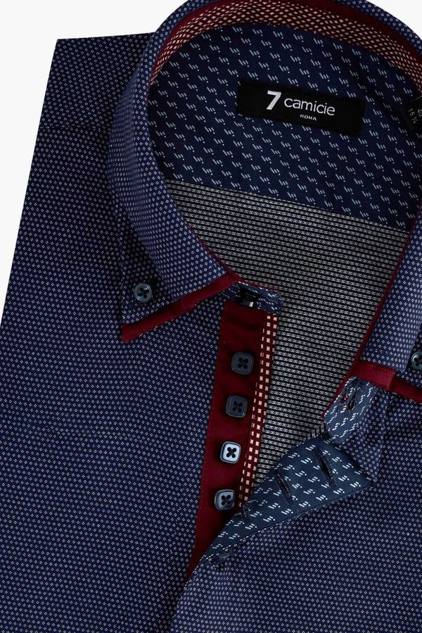 Camisa Hombre Marco Polo Iconic Jacquard Azul Blanco