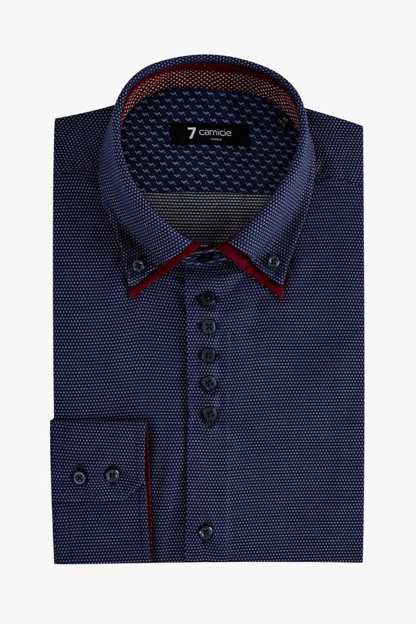 Camisa Hombre Marco Polo Iconic Jacquard Azul Blanco