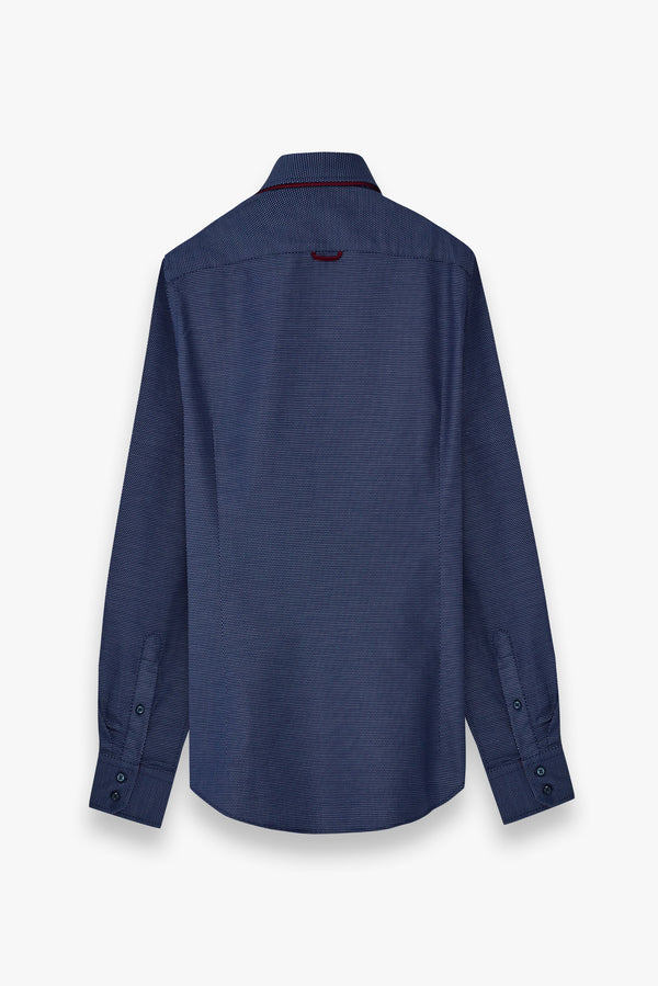Camisa Hombre Marco Polo Iconic Jacquard Azul Blanco