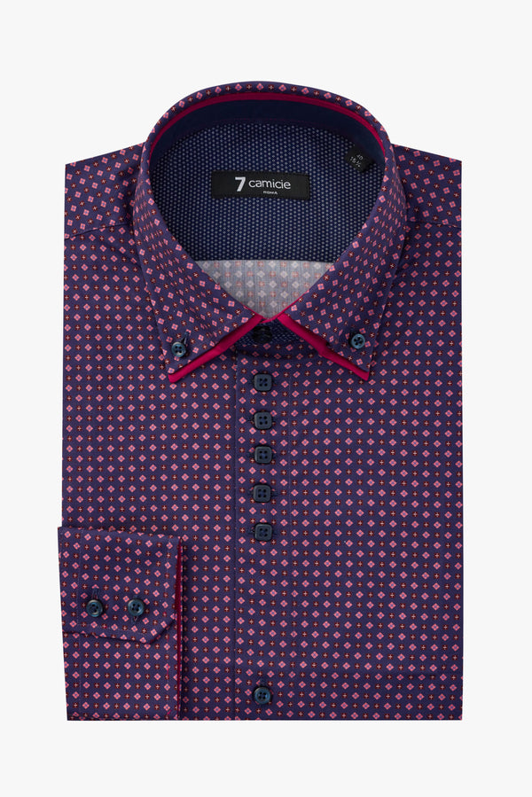 Camisa Hombre Marco Polo Iconic Popelin Morado Rojo