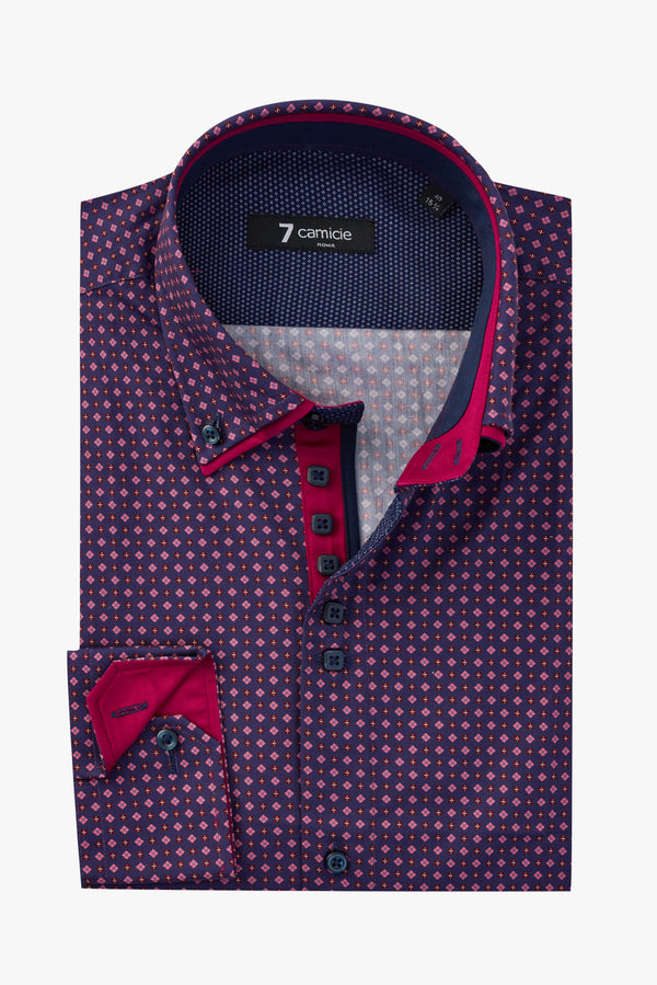 Camisa Hombre Marco Polo Iconic Popelin Morado Rojo