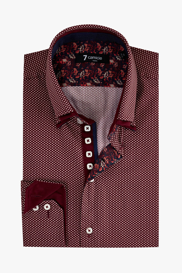 Camicia Uomo Marco Polo Iconic Popelin Rosso Bianco