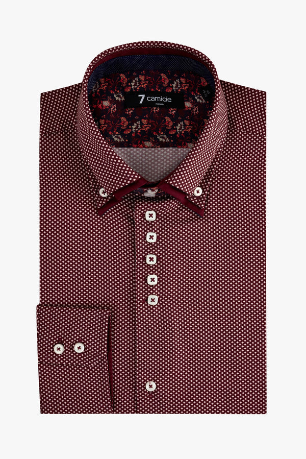 Camicia Uomo Marco Polo Iconic Popelin Rosso Bianco