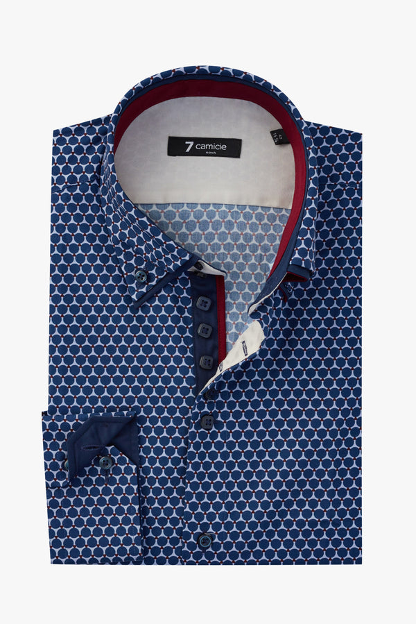 Marco Polo Iconic Poplin Man Shirt Blue Grey