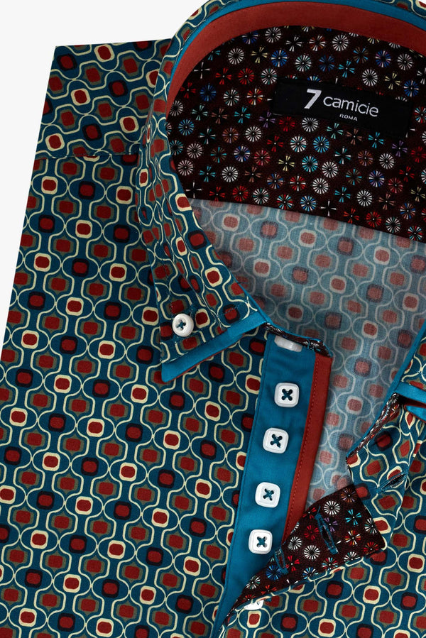 Marco Polo Iconic Herren Hemd Popelin Grun Orange