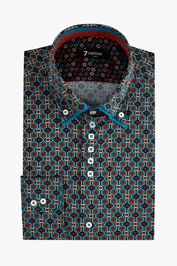 Marco Polo Iconic Herren Hemd Popelin Grun Orange