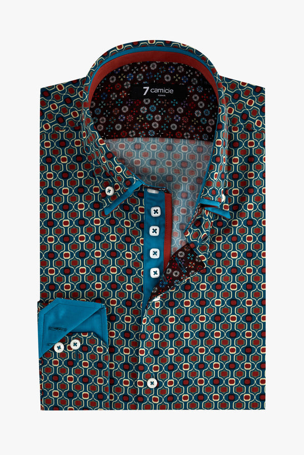 Marco Polo Iconic Herren Hemd Popelin Grun Orange