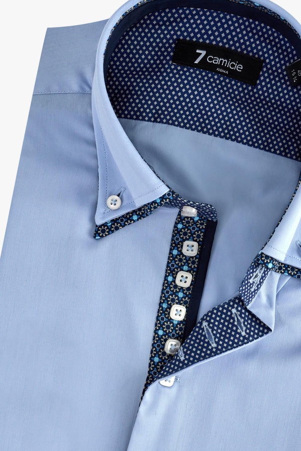 Camicia Uomo Marco Polo Iconic Satin Celeste