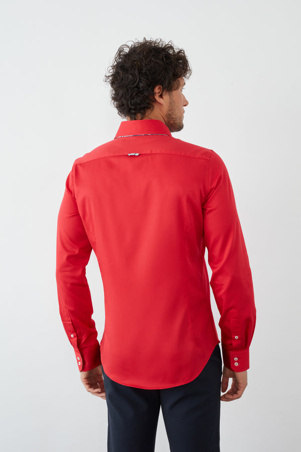 Camisa Hombre Marco Polo Iconic Satin Rojo