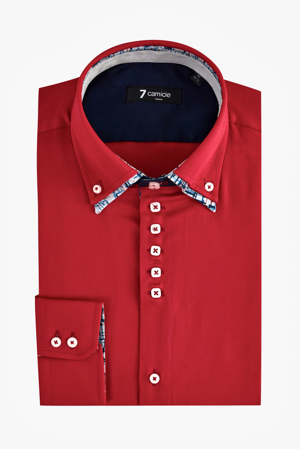 Camisa Hombre Marco Polo Iconic Satin Rojo