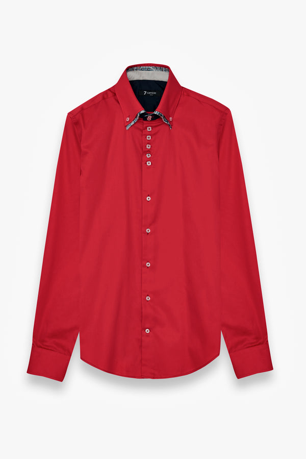 Camicia Uomo Marco Polo Iconic Satin Rosso