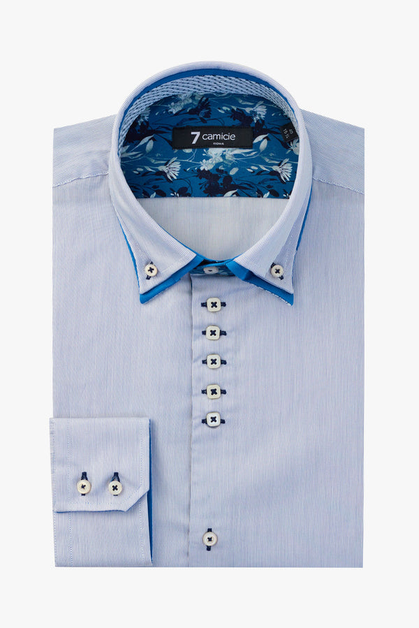 Camicia Uomo Marco Polo Iconic Satin Bianco Blu