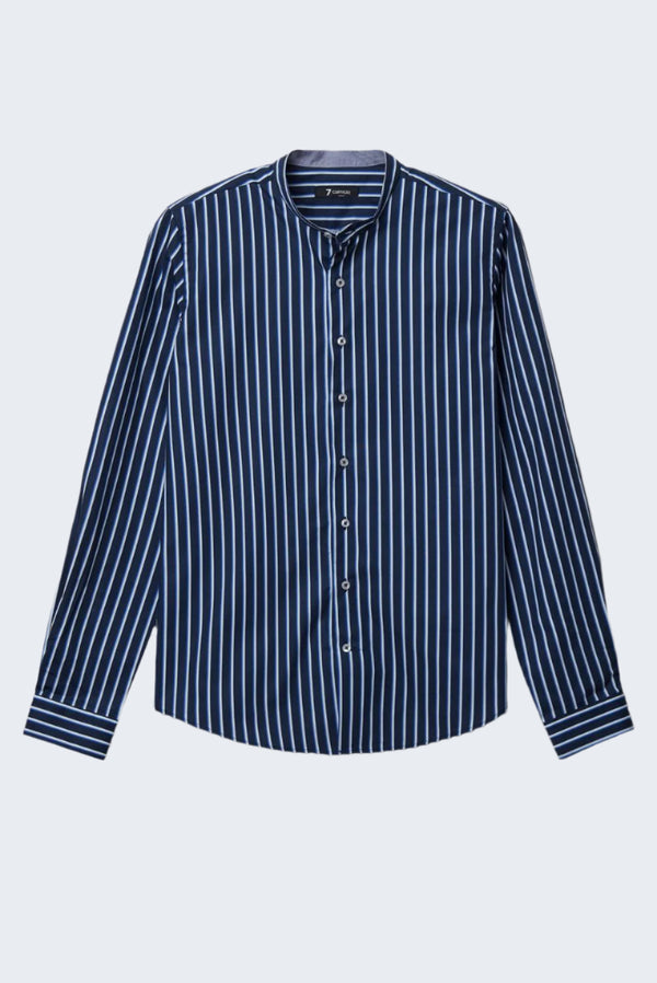 Camicia Uomo Caravaggio Sport Popelin Blu Bianco