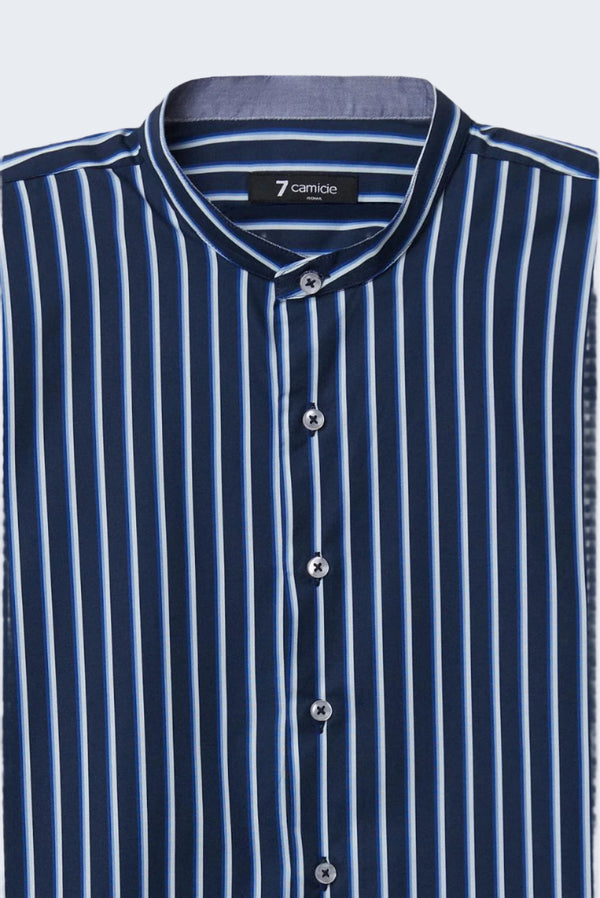 Camicia Uomo Caravaggio Sport Popelin Blu Bianco