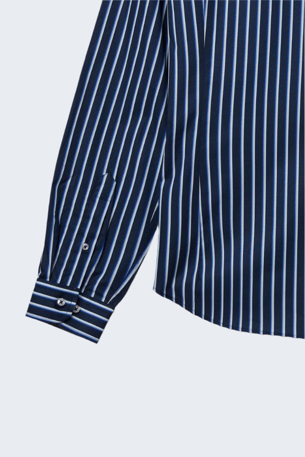 Camicia Uomo Caravaggio Sport Popelin Blu Bianco