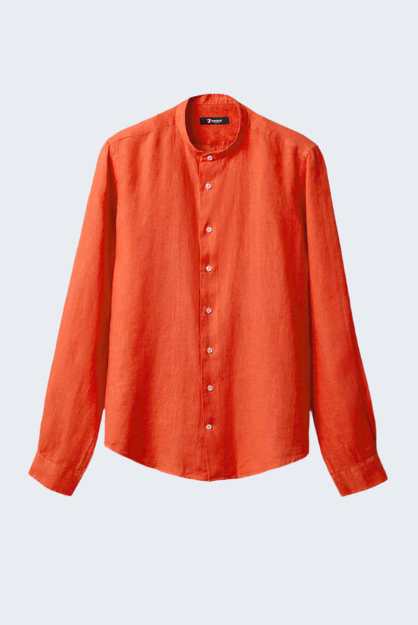 Camisa Hombre Caravaggio Essential Lino Naranja