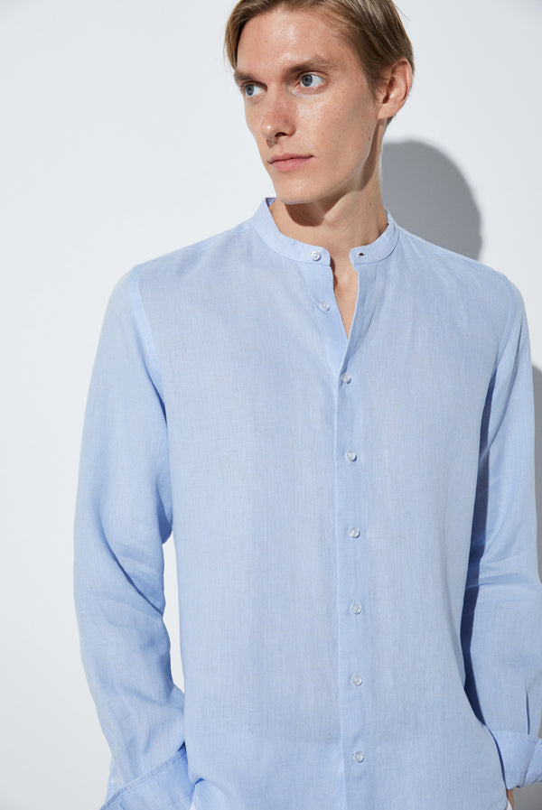 Caravaggio Essential Herren Hemd Leinen Hellblau