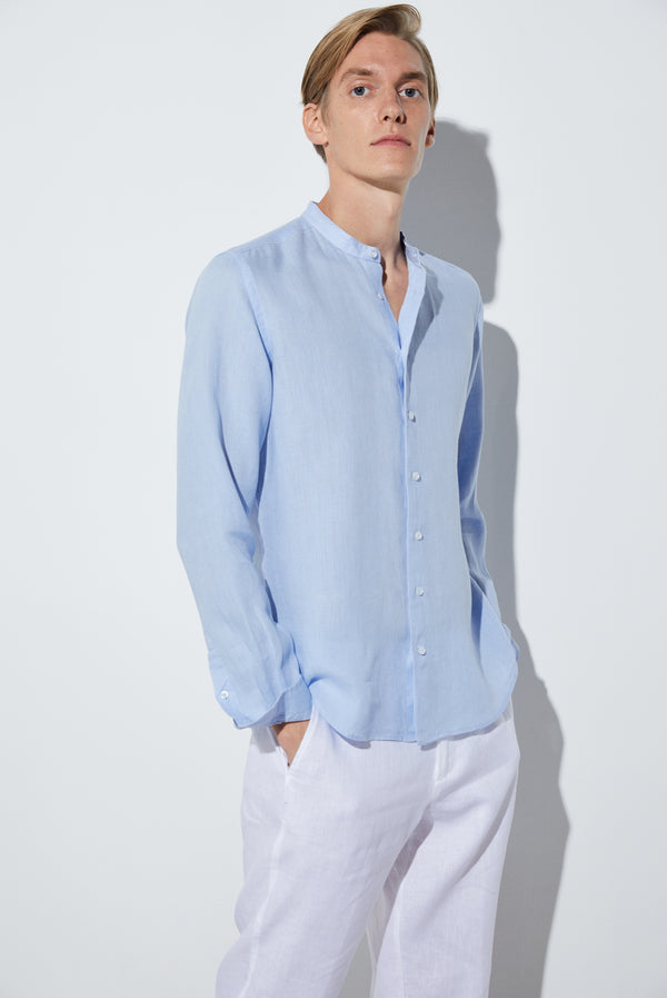 Caravaggio Essential Herren Hemd Leinen Hellblau