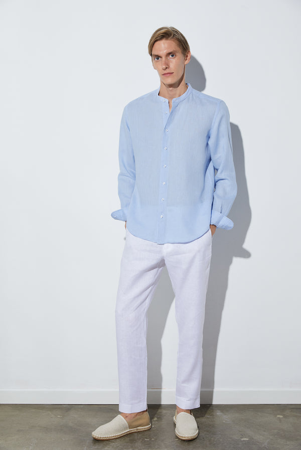 Caravaggio Essential Herren Hemd Leinen Hellblau