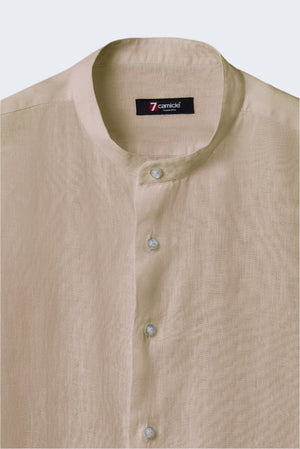 Banded Coll_CU3SDG_N_BC_2LI0336UNE000_1ar Linen Man Shirt Beige Plain