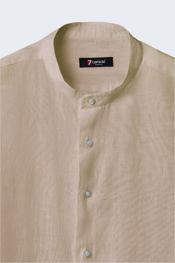 Banded Coll_CU3SDG_N_BC_2LI0336UNE000_1ar Linen Man Shirt Beige Plain